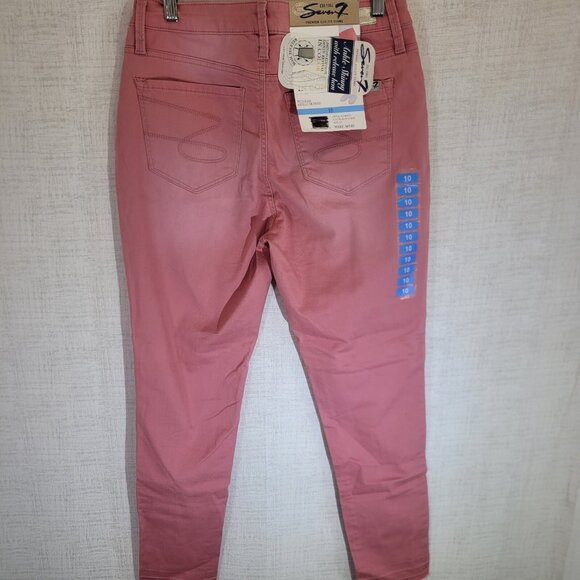 NWT Seven 7 Jeans Womens 10 30x29 Pink Mid Rise Ankle Skinny Stretch Denim Pants - Picture 2 of 8
